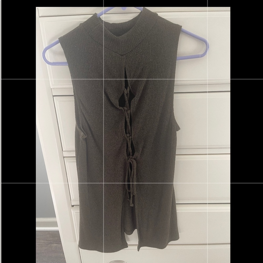 Olive green sleeveless sweater